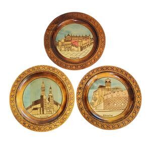 Krakow Plates Set of 3 Wood Krakow Plates Krakow Carved Wood Plates